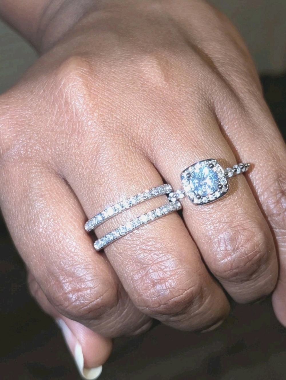 925 Silver 4ct Lab-Created Princess Cut Diamond Wedding Ring Set For Women Sz 8 - Picture 17 of 17